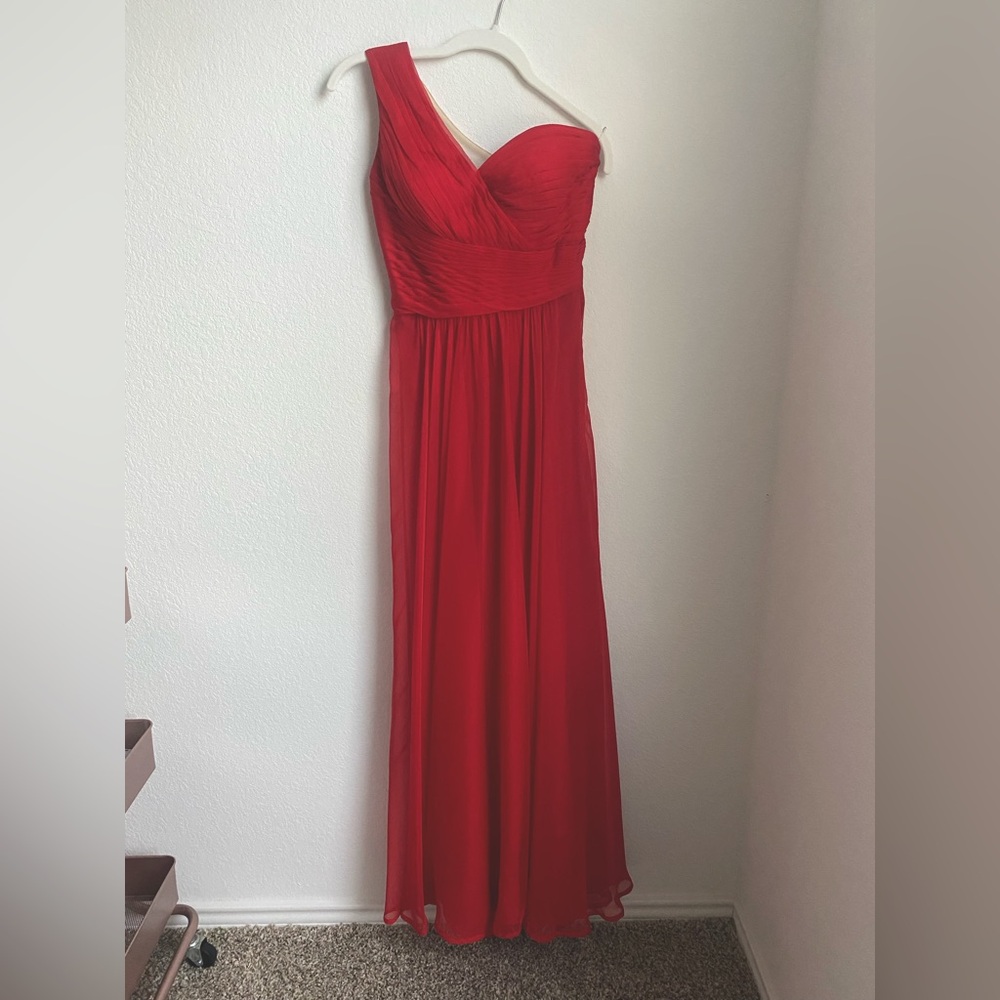 Red Evening Gown with Sheer Back and One Shoulder, Prom Pageant